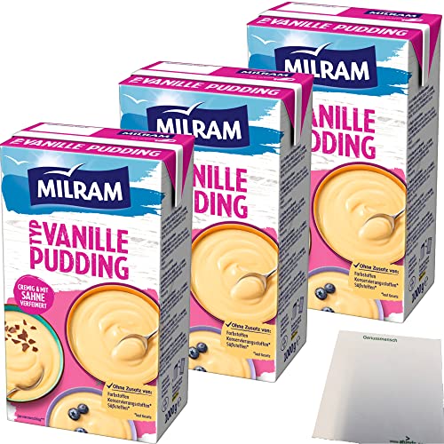 Milram Vanille-Pudding cremig mit Sahne verfeinert 3er Pack (3x1000g Packung) + usy Block von usy