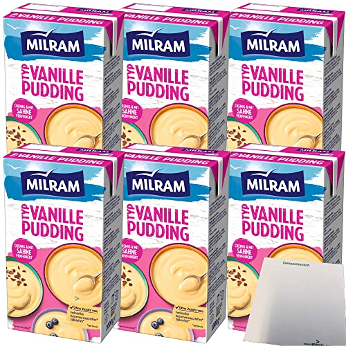 Milram Vanille-Pudding cremig mit Sahne verfeinert 6er Pack (6x1000g Packung) + usy Block von usy
