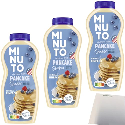 Minuto Shaker American Pancake Mischung für Pfannkuchen Amerikanischer Art 3er Pack (3x219g Shaker) + usy Block von usy