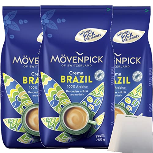 Mövenpick des Jahres Crema Brazil 3er Pack (3x750g ganze Bohnen Packung) + usy Block von usy