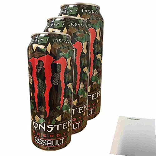 Monster Assault rot Energy Drink 3er Pack (3x0,5L) + usy Block von usy