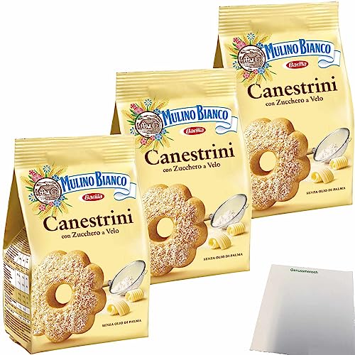 Mulino Bianco Canestrini Kekse mit Puderzucker 3er Pack (3x200g Beutel) + usy Block von usy