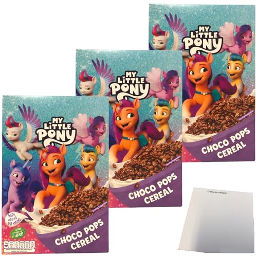 My Little Pony Choco Pops Schokoladen-Frühstückscerealien 3er Pack (3x375g Packung) + usy Block von usy