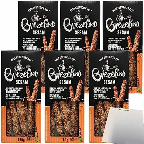 Nawarra Brezelino Sesam Knusprige Laugenstangen mit Sesamsamen 6er Pack (6x150g Packung) + usy Block von usy