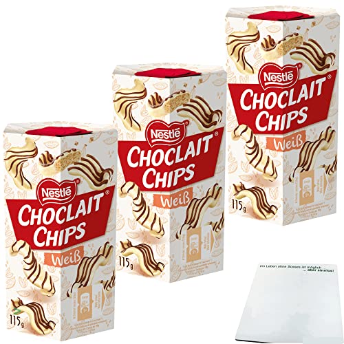 Nestle Choclait Chips Weiß 3er Pack (3x115g Packung) + usy Block von usy