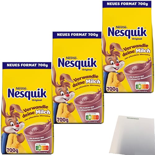 Nestle Nesquik Kakaopulver Originalbeutel 3er Pack (3x700g Packung) + usy Block von usy
