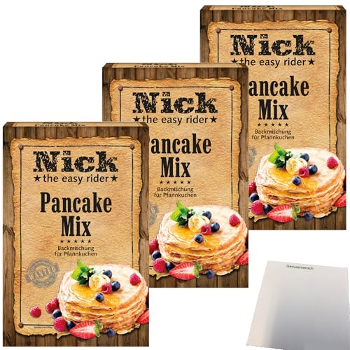 Nick Pancake Mix Backmischung für Pfannkuchen 3er Pack (3x400g Packung) + usy Block von usy