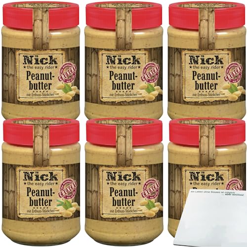Nick Peanutbutter Crunchy 6er Pack (6x350g Glas) + usy Block von usy