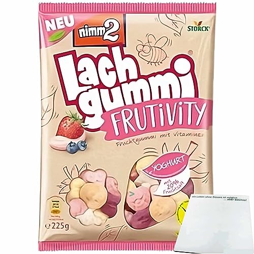 Nimm 2 Lachgummi Frutivity Yoghurt 6 Geschmacksrichtungen und 20% Fruchsaft (225g Packung) + usy block von usy