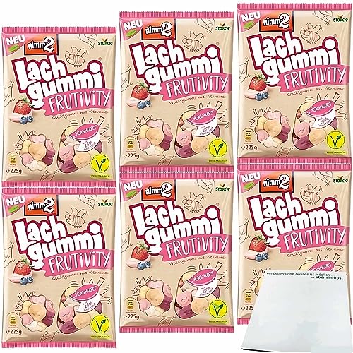 Nimm 2 Lachgummi Frutivity Yoghurt 6 Geschmacksrichtungen und 20% Fruchsaft 6er Pack (6x225g Packung) + usy Block von usy