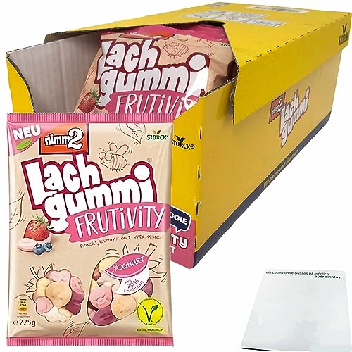Nimm 2 Lachgummi Frutivity Yoghurt 6 Geschmacksrichtungen und 20% Fruchsaft VPE (12x225g Packung) + usy Block von usy
