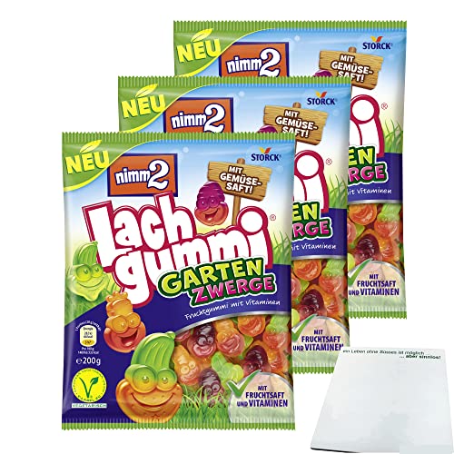 Nimm2 Lachgummi Garten Zwerge 3er Pack (3x200g Packung) + usy Block von usy