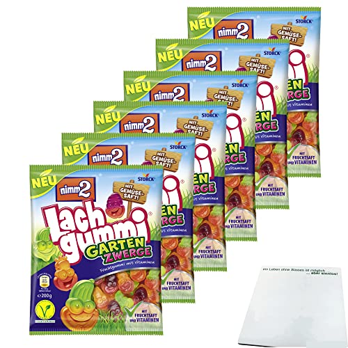 Nimm2 Lachgummi Garten Zwerge 6er Pack (6x200g Packung) + usy Block von usy