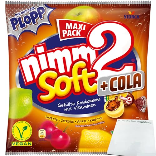 Nimm2 Soft + Cola gefüllte Kaubonbons mit Vitaminen (345g Maxi Pack) + usy Block von usy