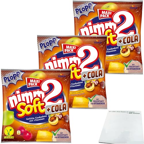 usy Bundle für Nimm2 Soft + Cola gefüllte Kaubonbons mit Vitaminen 3er Pack (3x345g Maxi Pack) + usy Block von usy