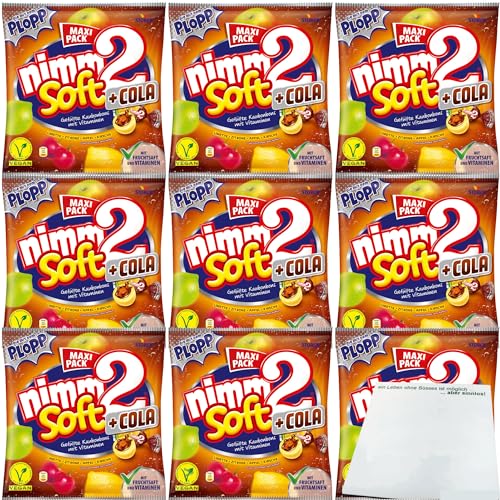 Nimm2 Soft + Cola gefüllte Kaubonbons mit Vitaminen 9er Pack (9x345g Maxi Pack) + usy Block von usy