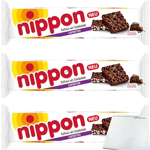 Nippon Häppchen Puffreis mit Zartbitterschokolade 3er Pack (3x200g Packung) + usy Block von usy