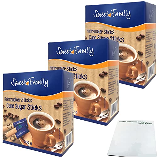 Nordzucker Sweet Family Rohrzucker Sticks brauner Rohrzucker 3er Pack (3x250g Packung) + usy Block von usy