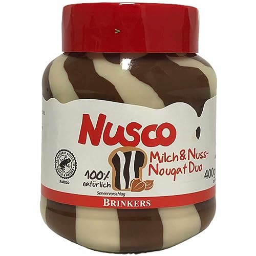 Nusco Milch & Nuss Nougat Duo Creme (400g Glas) + usy Block von usy