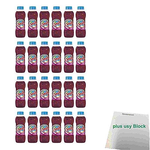 Oasis Appel, Cassis & Framboos (Apfel, schwarze Johannisbeere & Himbeere, 24x 500ml Flasche) + usy Block von usy