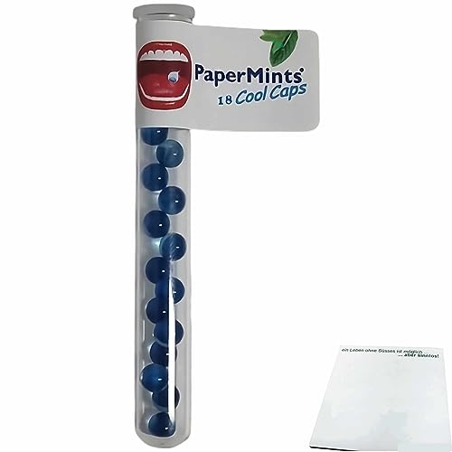 PaperMints Cool Caps Mint Sugarfree Röhrchen (18 Frischeperlen mit Minzgeschmack) + usy Block von usy