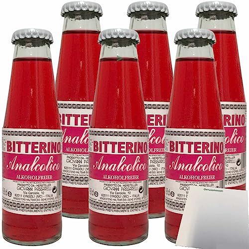 Passarelli Bitterino Aperitif alkoholfrei rot 6er Pack (6x98ml Flasche) + usy Block von usy