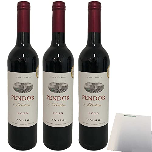 Pendor Selection Douro Vinho Tinto 3er Pack (3x0,75l Flasche Rotwein) + usy Block von usy