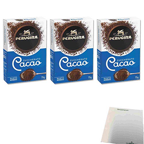 Perugina Cacao Zuccherato 3er Pack (3x75g Packung gezuckertes Kakaopulver) + usy Block von usy