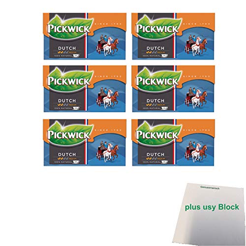 Pickwick Dutch Medium Schwarztee mit Orangenschalen 6er Pack (6x 20x1,5g Teebeutel) + usy Block von usy