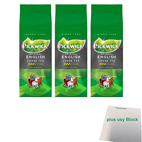 Pickwick Original English Loose Tea 3er Pack (Schwarzer Tee lose 3x 100g Packung) + usy Block von usy