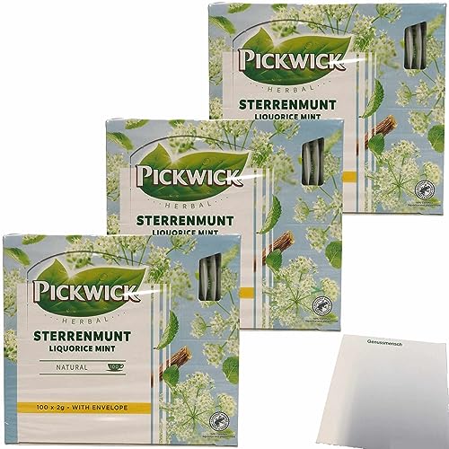 Pickwick Sterrenmunt Teemischung 3er Pack (300x2g Teebeutel) + usy Block von usy