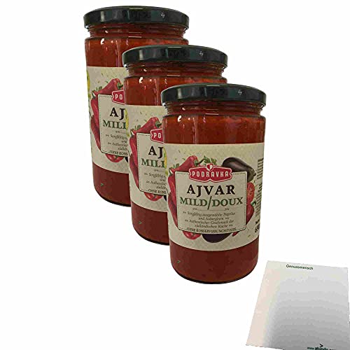Podravka Ajvar Mild 3er Pack (3x690g Glas) + usy Block von usy