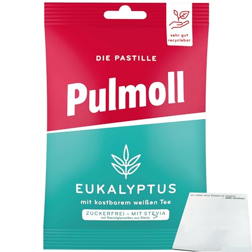 Pulmoll Eukalyptus Zuckerfrei mit Stevia (75g Packung) + usy Block von usy