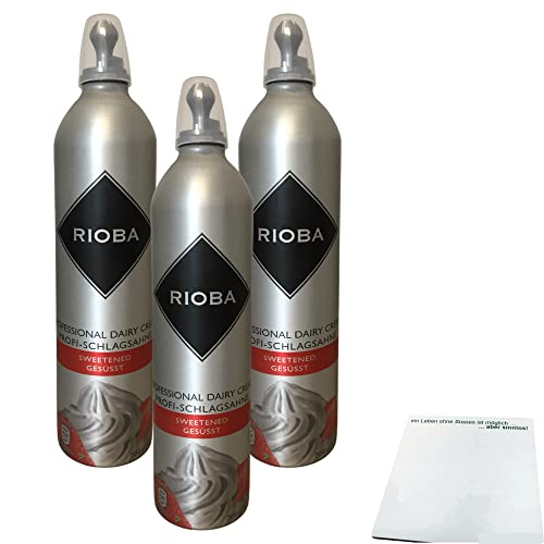 RIOBA Sprühsahne gesüßt 35 % Fett 3er Pack (3x700ml Dose) + usy Block von usy