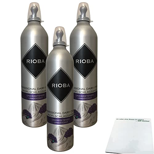 RIOBA Sprühsahne ungesüßt 35 % Fett 3er Pack (3x700ml Dose) + usy Block von usy