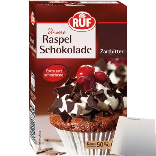 RUF Zartbitter Raspel-Schokolade hauchdünn extra zarter Schmelz (100g Packung) + usy Block von usy