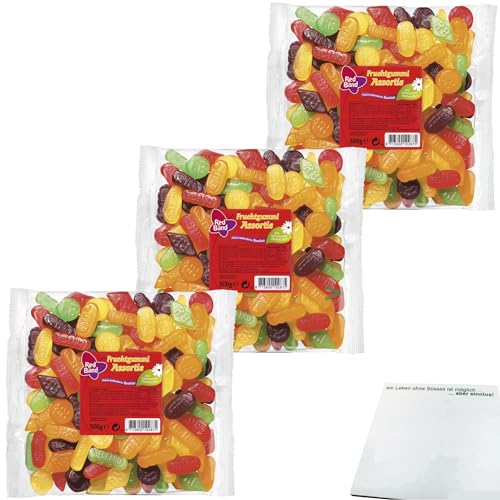 Red Band Fruchtgummi Assortie 3er Pack (3x500g Beutel) + usy Block von usy