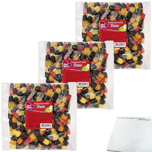 Red Band Fruchtgummi Lakritz Duos 3er Pack (3x500g Beutel) + usy Block von usy