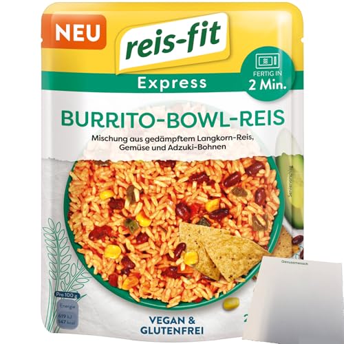 Reis-Fit Express Burrito-Bowl Reis (250g Packung) + usy Block von usy