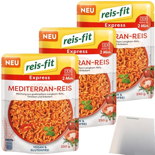 Reis-Fit Express mediterran Reis 3er Pack (3x250g Packung) + usy Block von usy