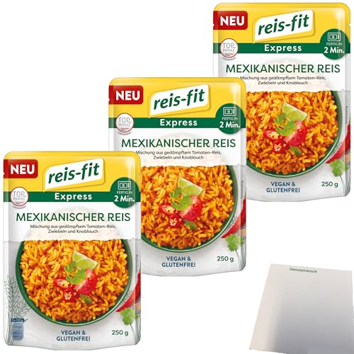 Reis-Fit Express mexikanischer Reis Vegan und Glutenfrei 3er Pack (3x250g Packung) + usy Block von usy