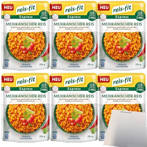 Reis-Fit Express mexikanischer Reis Vegan und Glutenfrei 6er Pack (6x250g Packung) + usy Block von usy