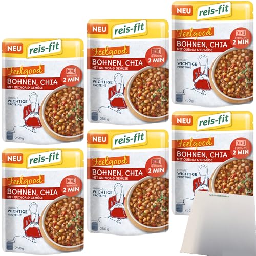 Reis-Fit Feelgood Chia Bohnen Quinoa und Gemüse 6er Pack (6x250g Packung) + usy Block von usy