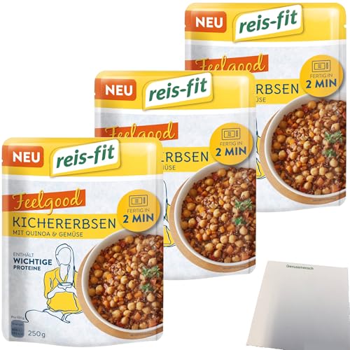 Reis-Fit Feelgood Kichererbsen Quinoa und Gemüse 3er Pack (3x250g Packung) + usy Block von usy
