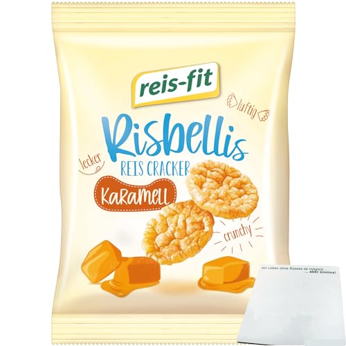 Reis-Fit Risbellis Caramel Fettarme Reis-Cracker mit Karamellgeschmack (40g Packung) + usy Block von usy