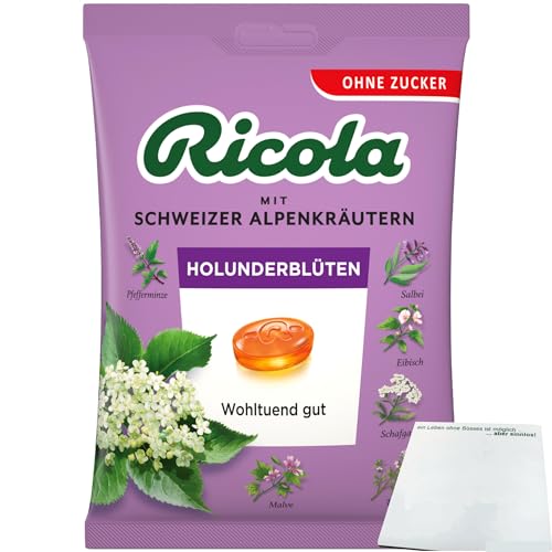 Ricola Holunder-Blüten Bonbon ohne Zucker (75g Packung) + usy Block von usy