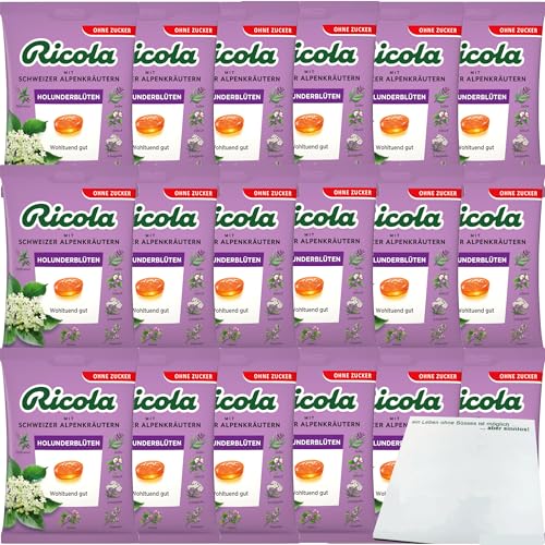 Ricola Holunder-Blüten Bonbon ohne Zucker VPE (18x75g Packung) + usy Block von usy