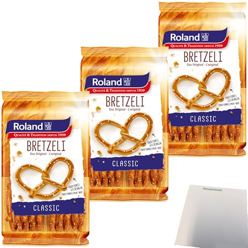 Roland Bretzeli Classic Salz Brezel Traditionell Geschlungen 3er Pack (3x100g Packung) + usy Block von usy