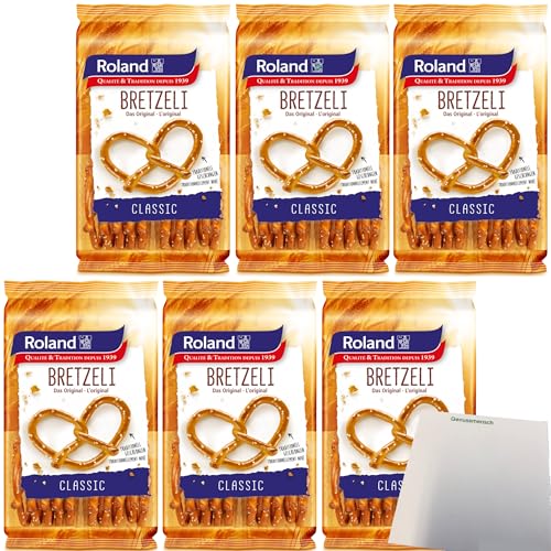 Roland Bretzeli Classic Salz Brezel Traditionell Geschlungen 6er Pack (6x100g Packung) + usy Block von usy