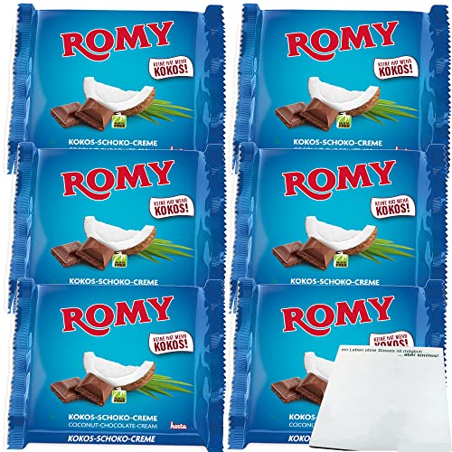 Romy Milchschokolade mit Kokoscreme Füllung 6er Pack (6x200gTafel) + usy Block von usy